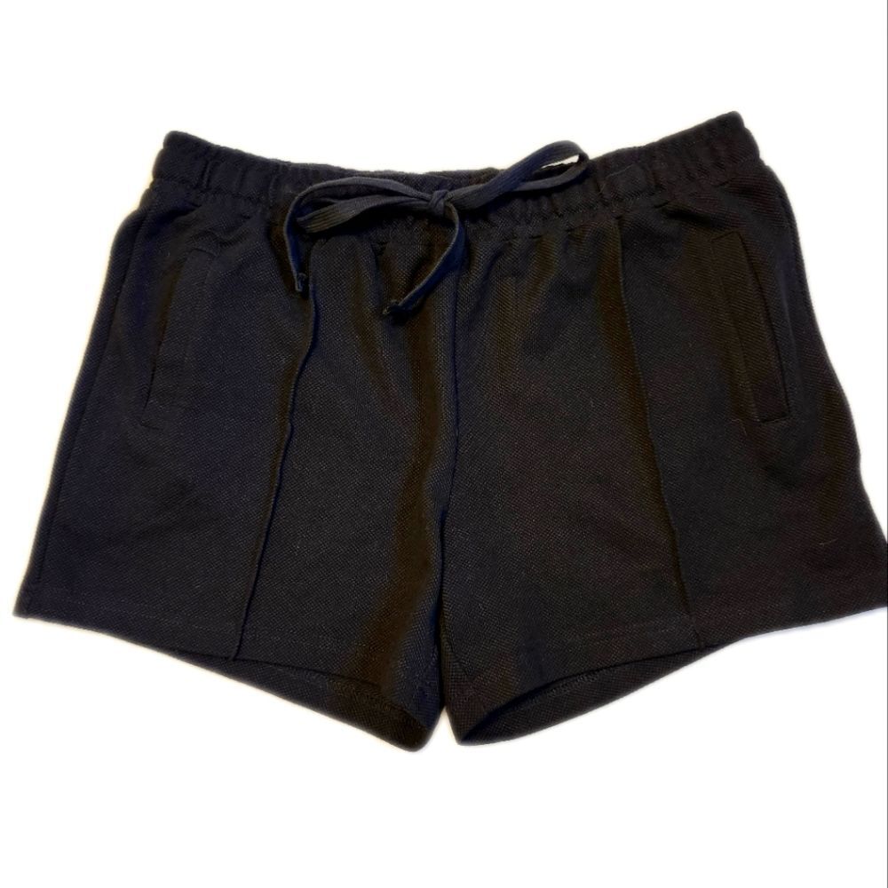 White Birch black drawstring casual shorts w/ pockets, 50% cotton, size XL